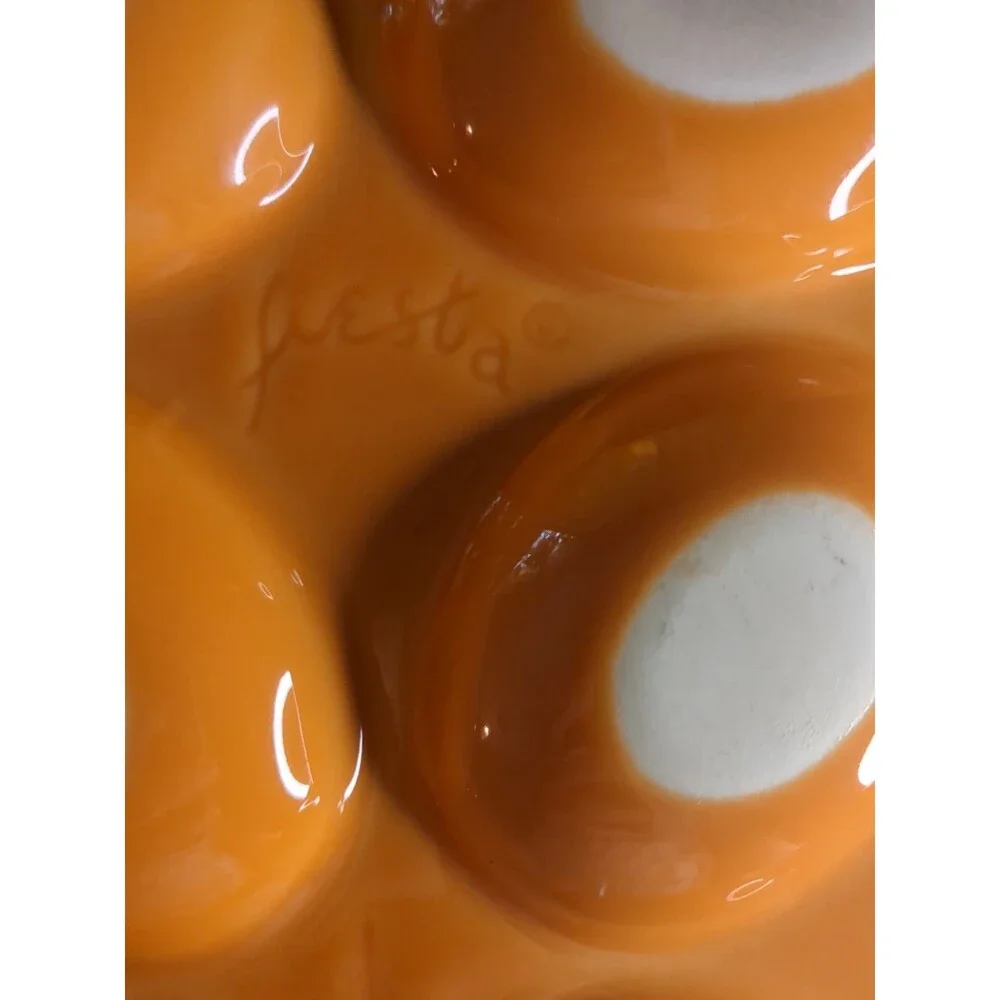 Retired Fiesta Tangerine Deviled Egg Platter/Tray 13 